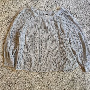 Free People Light Gray Alpaca Wool Cable Knit Sweater Women’s Small